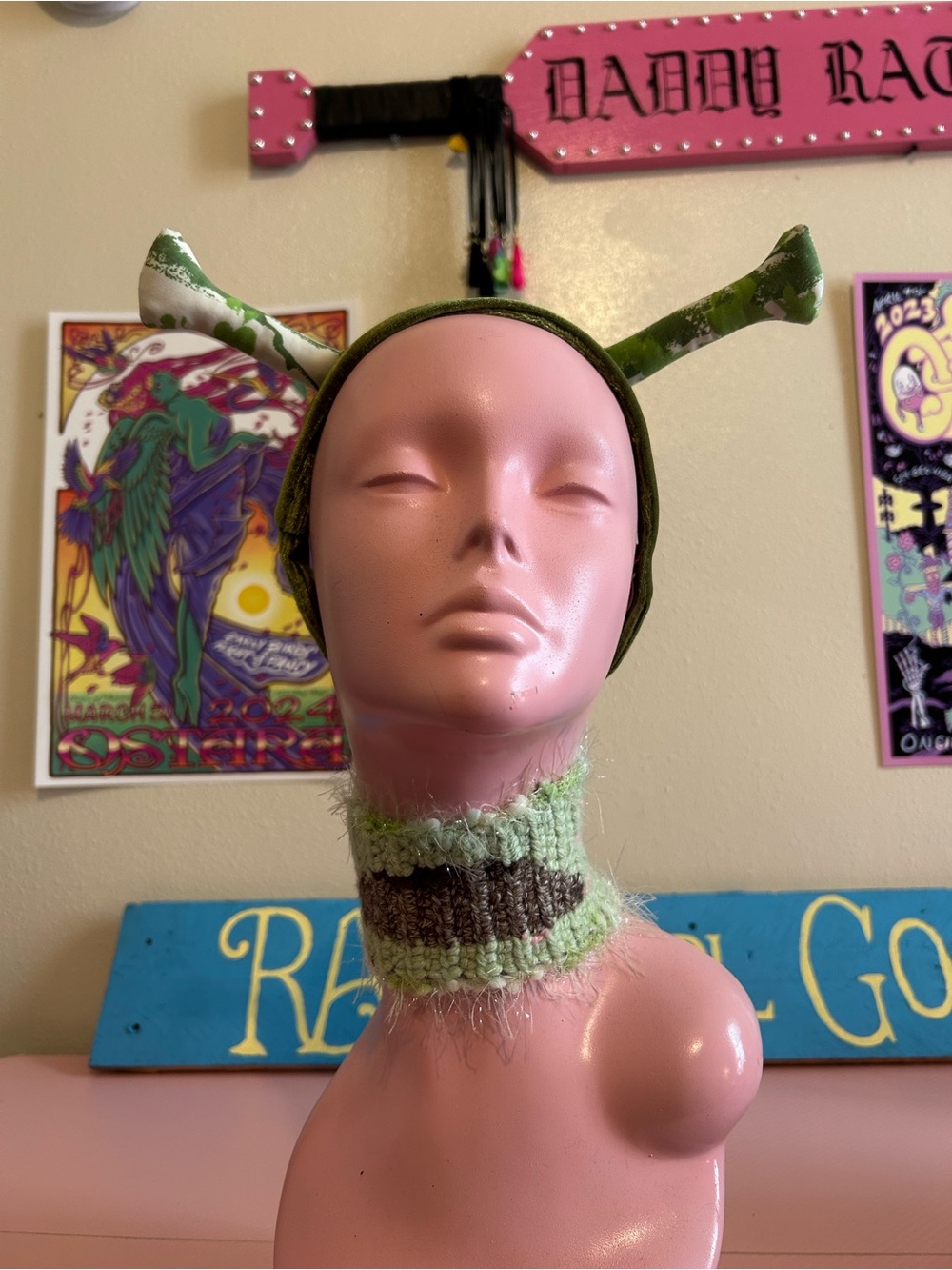 Green velvet Handmade Shrek-Inspired Headband